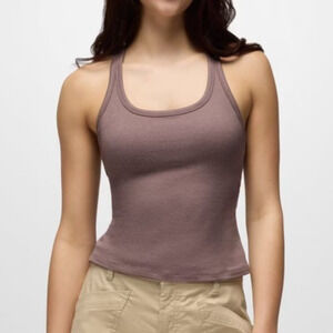 Prana Heavana Racerback Tank Women's M Carob Heather Fitted Soft Scoop Neck